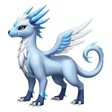 Icy Arctic Frost-Blue Pale-Shimmering Snow-Dusted Majestic Absol-Kyurem-Latios-Nargacuga-Meloetta-Latias-fusion-creature (full body) sticker