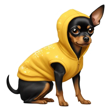 Russian toy-terrier wearing a New Year hoodie sticker