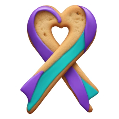Purple teal Suicide awareness ribbon, heart cookie sticker