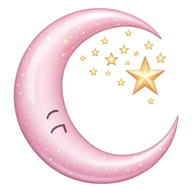 shimmering light pink crescent moon with sparkles sticker