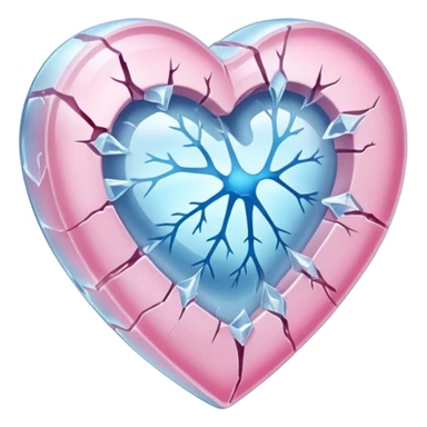 Heart encased in ice, fracture spreading sticker