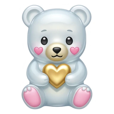 white gummy bear with gold heart kawaii  sticker