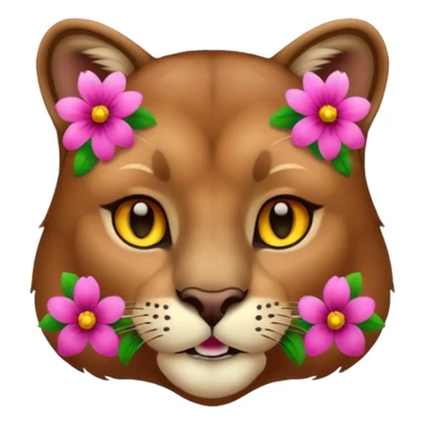 Cougar with flowers  sticker