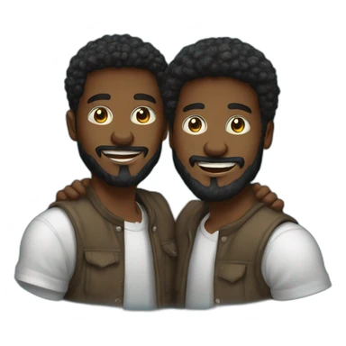 Two young black men with different faces in their 20’s with beards shaking hands with Bitcoin token in their hands  sticker