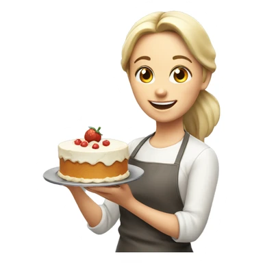 happy white girl cooking holding food cake  sticker