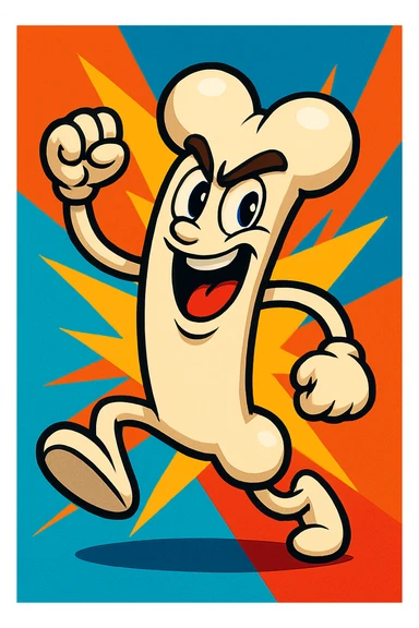 animated bone, expressive and dynamic, vibrant toon style sticker