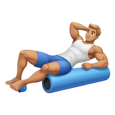 buff guy lying down on foam-oller sticker