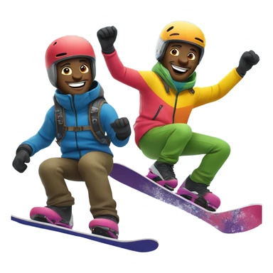 Two happy black men snowboarding  sticker