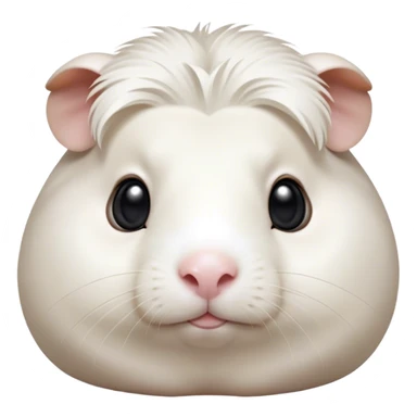 Cinematic Noble White Guinea Pig Portrait Emoji, Poised and regal, with a compact, chubby build and a pristine, well-groomed pure white fur, deep-set soulful dark eyes, Simplified yet sharp and sophisticated features, highly detailed, glowing with a soft, dignified glow, high shine, intelligent and sweet, stylized with an air of gentle purity, focused and attentive, soft glowing outline, capturing the essence of a watchful and confident little companion, so majestic it feels as though it could scurry out of the screen with effortless authority! sticker