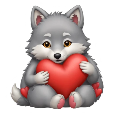 wolf hug heart sticker