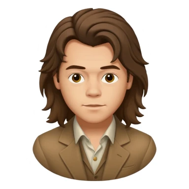 une personne qui ressemble a harry styles avec beaucoup de details, de 3 quart  dans un rond  sticker