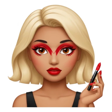 emoji of a makeup ish people with plump lips and mascara and nails sticker