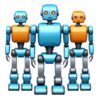 create a realistic emoji showing logistic robots and KI sticker