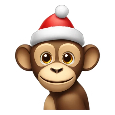 smiling monkey with christmas hat sticker