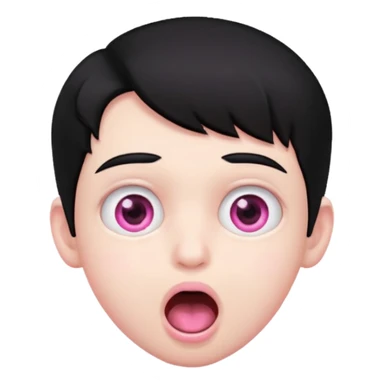 Boy with black hair, pink eyes rolled back, mouth open drooling  sticker