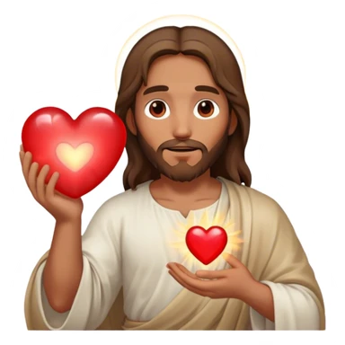 Jesus holding a heart sticker