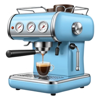 Light blue Espresso machine brewing espresso sticker