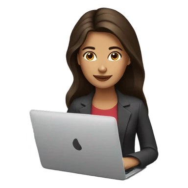 Brunette with laptop and coffee sticker