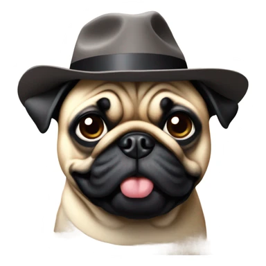 Pug wearing a hat sticker