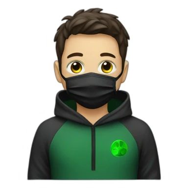 Man with green-medical-mask and black-hoody sticker