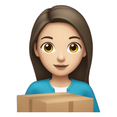 White brunette girl holding boxes sticker