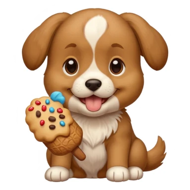 Puppy eating a treat sticker