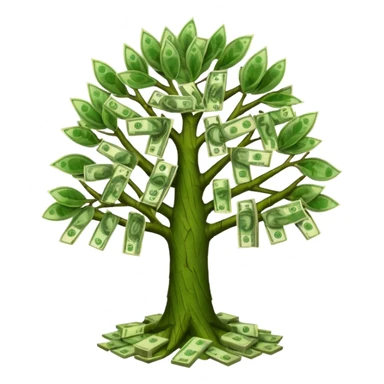 A tree with the leaves meaning money sticker