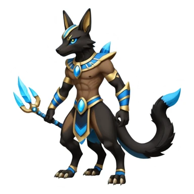 Lucario-Anubis-Umbreon-Zeraora-Fakémon-hybrid-creature (full body)  sticker