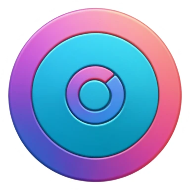 Credit coin in gradient of turquoise, blue, pink, purple, and coral as the main surface 3d rotate sticker