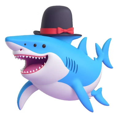 shark wearing a top hat sticker