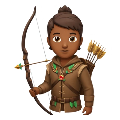 The classic hunter image with a bow and arrow on his back, dressed in brown with some animal made decorations sticker