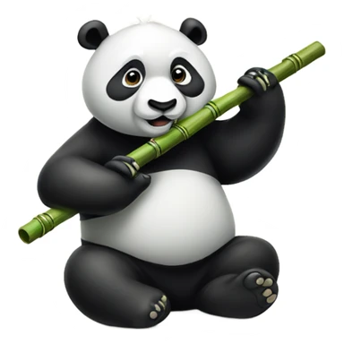 Panda playing a bamboo flute sticker