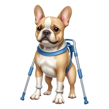 French bulldog in crutches  sticker