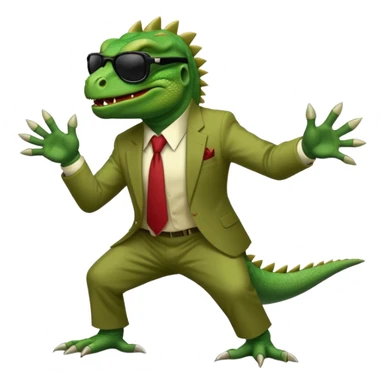 capitalist iguana banker godfather with black sunglasses breakdance scaring sticker