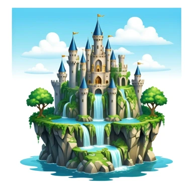 Fantasy castle on a floating island with waterfalls sticker