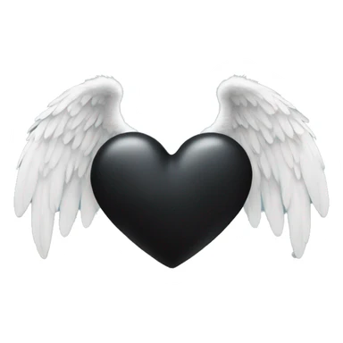 Black heart with angel wings sticker