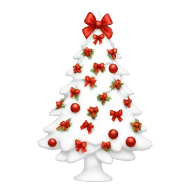 Aesthetic white Christmas tree with a red bow  sticker