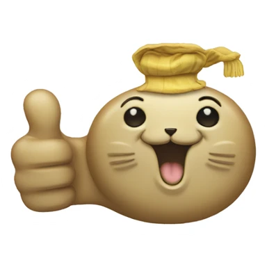 coin of a seal with thumbs up hand sticker