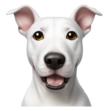 white bull terrier with black ears and a black spot on the eye sticker
