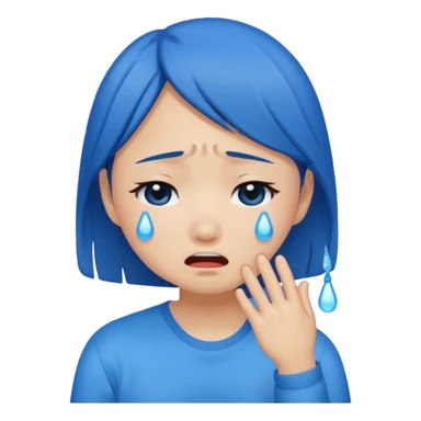 Asian girl crying more like this 😭 make the tears blue sticker