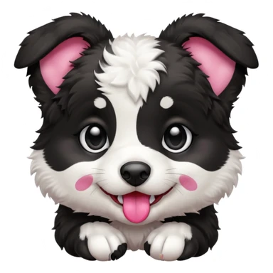 playful black and white Aussie puppy sticker