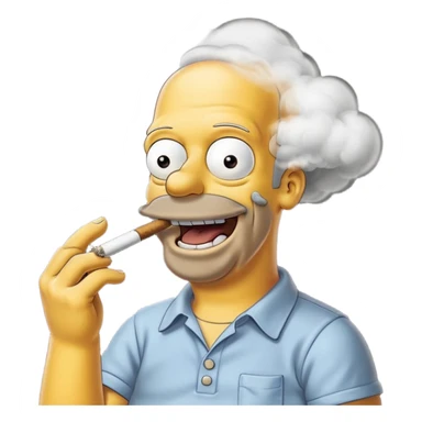 Hommer Simpson ki fumme un enorme joint plien de fumme dans le decord et il rigole  sticker