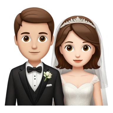 bride and groom white skin brown hair sticker