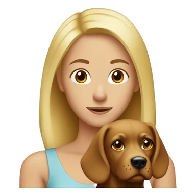 Blonde women with Brown dog sticker