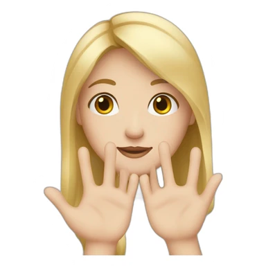 white skin girl with blonde hair showing ONLY THREE out of five fingers up on her ONE hand sticker