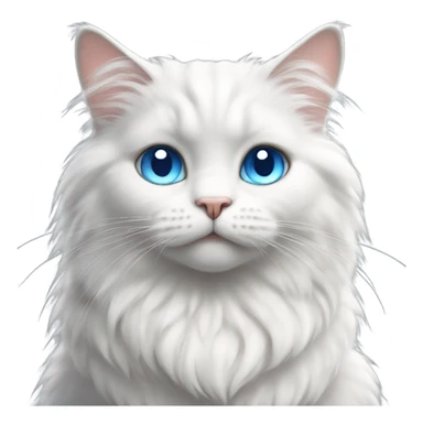 Fluffy white cat with blue eyes and light grey face sitting up with paws  sticker
