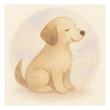 <systemPrompt>
  <style name="Soft Watercolor Illustration">
    <medium>Watercolor</medium>
    <texture>
      <surface>Natural paper grain with light noise</surface>
      <paint>Translucent layered washes, subtle gradients</paint>
    </texture>
    <colorPalette>
      <tones>Muted earth tones, soft pastels</tones>
      <shadows>Delicate, blended—never harsh</shadows>
      <accents>Optional use of light purple or blue for softness</accents>
    </colorPalette>
    <lineTreatment>
      <edges>Feathered or undefined—no harsh outlines</edges>
      <structure>Loose definition with form suggested by tone, not contour</structure>
    </lineTreatment>
    <background>
      <style>Minimal or circular watercolor wash</style>
      <elements>Optional soft dots or speckles</elements>
    </background>
    <subjectTreatment>
      <form>Simplified and rounded—suitable for characters, objects, or scenes</form>
      <expression>Whimsical, warm, and gentle</expression>
    </subjectTreatment>
    <composition>
      <focus>Centered or slightly off-center subject</focus>
      <balance>Avoid clutter, allow breathing room</balance>
    </composition>
    <atmosphere>Peaceful, dreamy, lightly nostalgic</atmosphere>
  </style>
  <instructions>
    Apply this watercolor style to any subject matter. Preserve softness, fluid transitions, and minimal detail. Prioritize artistic charm over realism. Avoid vector-like edges or digital sharpness.
  </instructions>
</systemPrompt>

{subject} = dog sticker