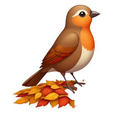 a single bird watching other birds fly away, surrounded by falling autumn leaves sticker