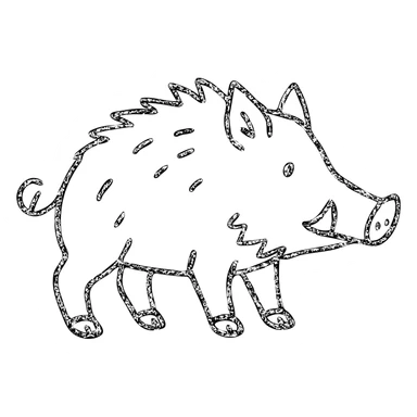 orange wild pig hand drawn outlined icon sticker