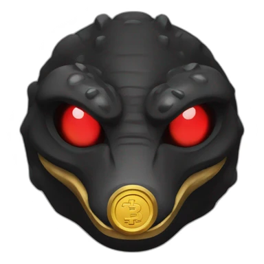 Reptiloid in black suite with red laser eyes on the gold coin sticker